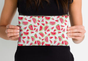 watermelon print zippered pouch by shoshannah scribbles