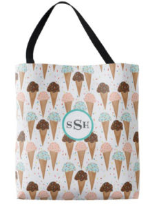 ice cream monogrammed bag by Shoshannah Scribbles